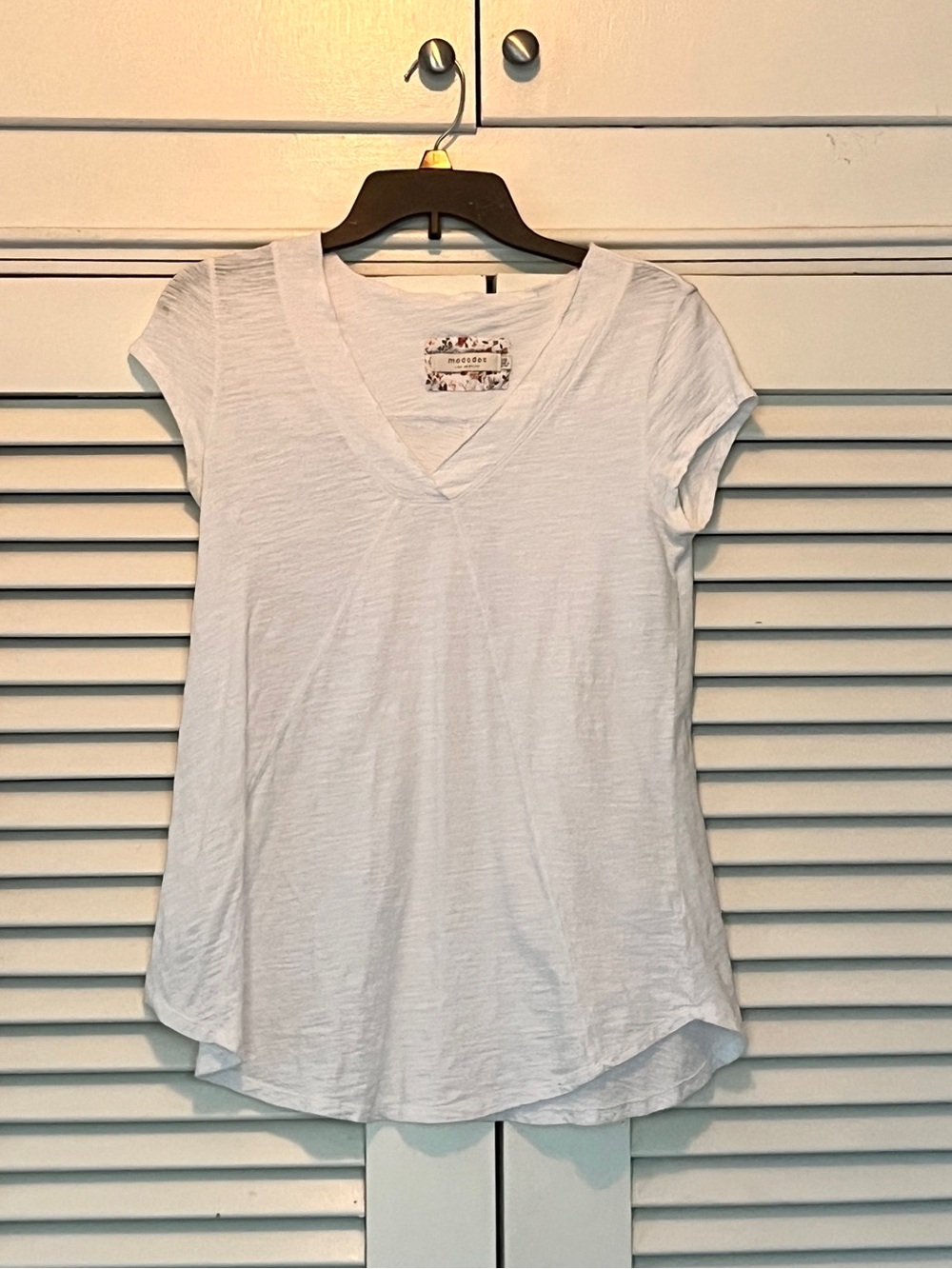 Madewell White V-Neck Short Sleeve Tee — Lightweight Slub Cotton